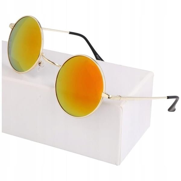 Okulary Lenonki przeciwsłoneczne okrągłe T3310D złoty/pomarańcz