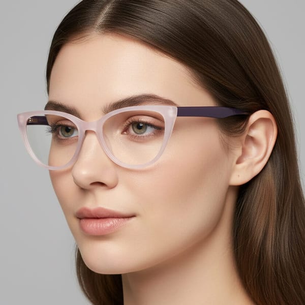 Okulary oprawki optyczne zerówki korekcyjne kocie oczy Sunoptic CP113E różowe