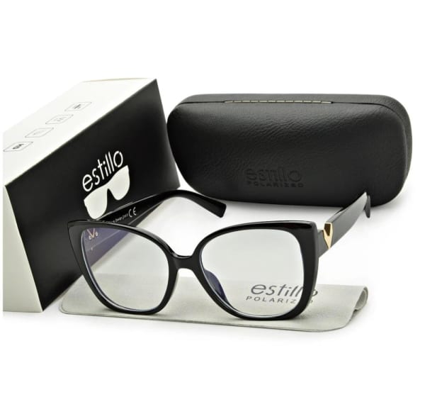 Damskie kocie okulary zerówki do komputera BLF filtr EST-114K-1 Estillo