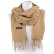 Karmelowy szalik damski gładki cashmere frędzle SZA-68