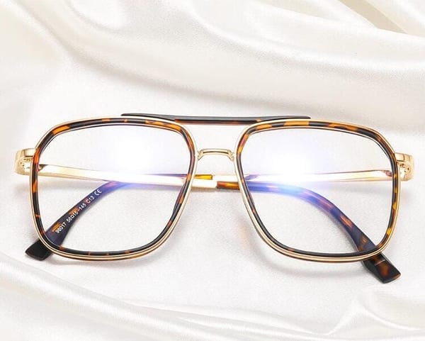 Gotowe pilotki okulary zerówki do komputera z filtrem BLUE Light 25120B panterka/złoty