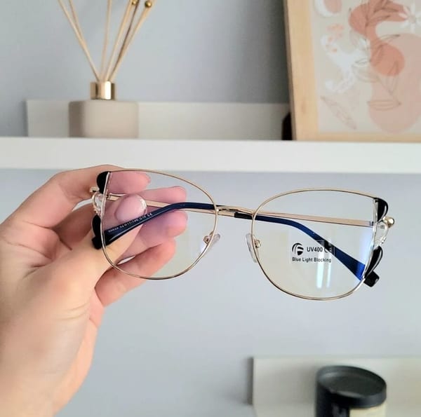 Damskie kocie okulary zerówki do komputera BLUE LIGHT z flexami 25129