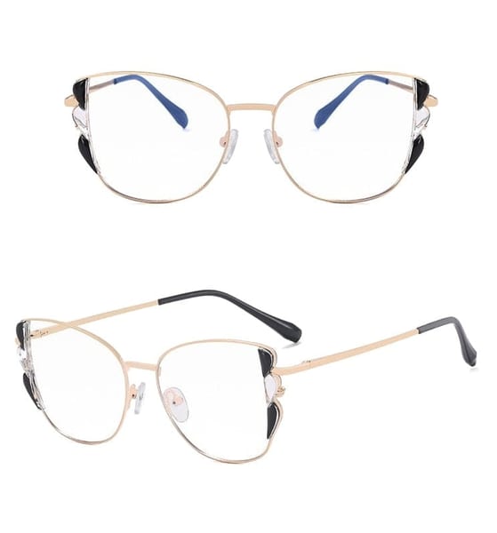 Damskie kocie okulary zerówki do komputera BLUE LIGHT z flexami 25129