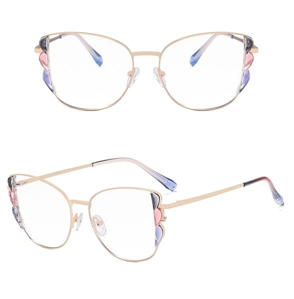 Damskie kocie okulary zerówki do komputera BLUE LIGHT z flexami 25129A