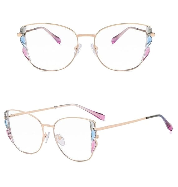 Damskie kocie okulary zerówki do komputera BLUE LIGHT z flexami 25129B