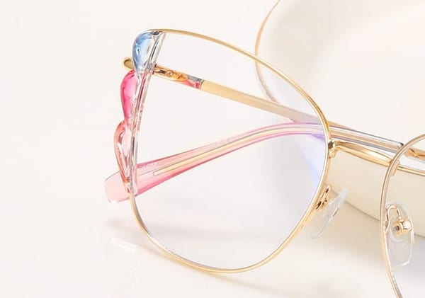 Damskie kocie okulary zerówki do komputera BLUE LIGHT z flexami 25129C
