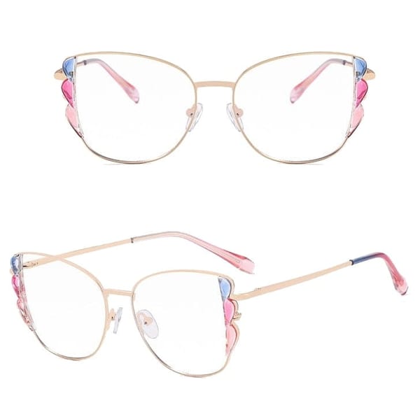 Damskie kocie okulary zerówki do komputera BLUE LIGHT z flexami 25129C