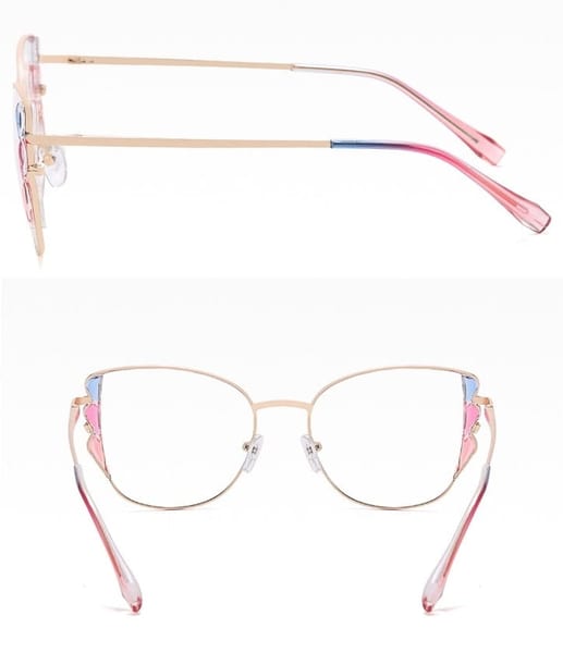 Damskie kocie okulary zerówki do komputera BLUE LIGHT z flexami 25129C