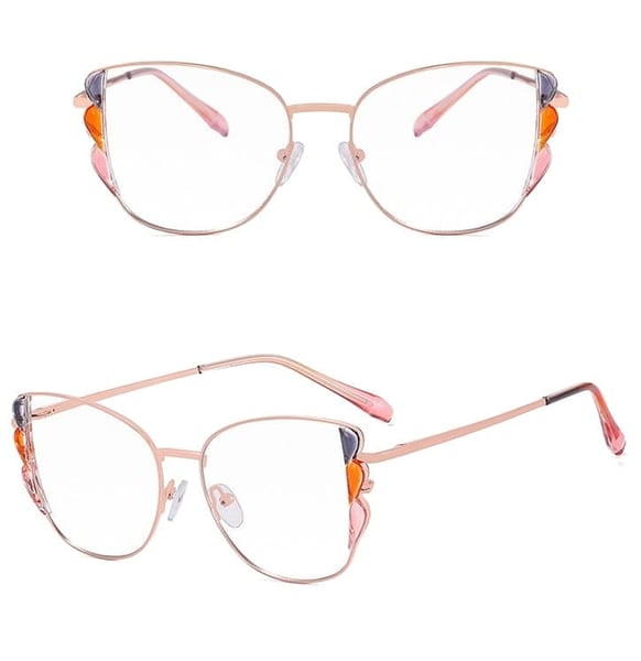 Damskie kocie okulary zerówki do komputera BLUE LIGHT z flexami 25129E