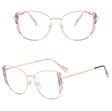Damskie kocie okulary zerówki do komputera BLUE LIGHT z flexami 25129G