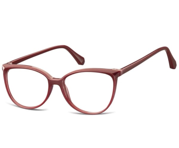 Damskie okulary optyczne zerówki kocie oczy Sunoptic CP116D bordowe