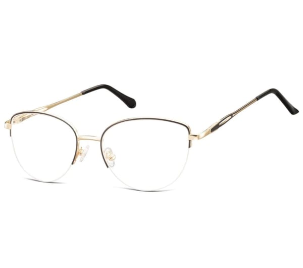 Damskie okulary żyłkowe zerówki oprawki korekcyjne kocie oczy Flex 898 czarno-złote