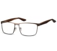 Męskie oprawki korekcyjne zerówki okulary prostokątne metalowe 880C brązowe