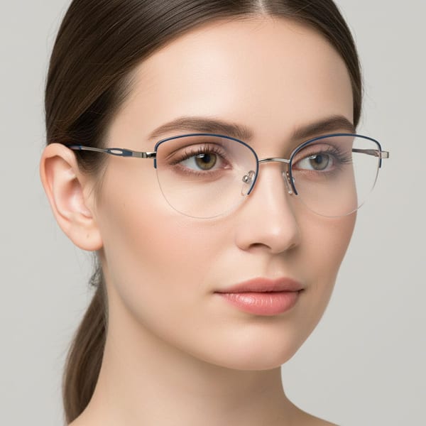 Damskie okulary żyłkowe zerówki oprawki korekcyjne kocie oczy Flex 898E czarno-grafitowe