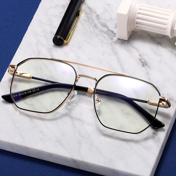 Okulary pilotki zerówki do komputera BLUE LIGHT z flexami 25140B gold/black