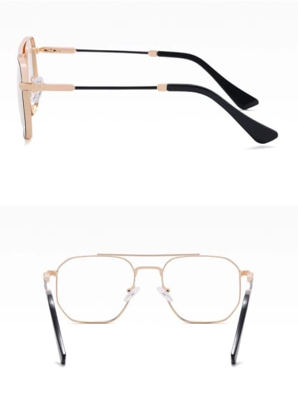 Okulary pilotki zerówki do komputera BLUE LIGHT z flexami 25140B gold/black