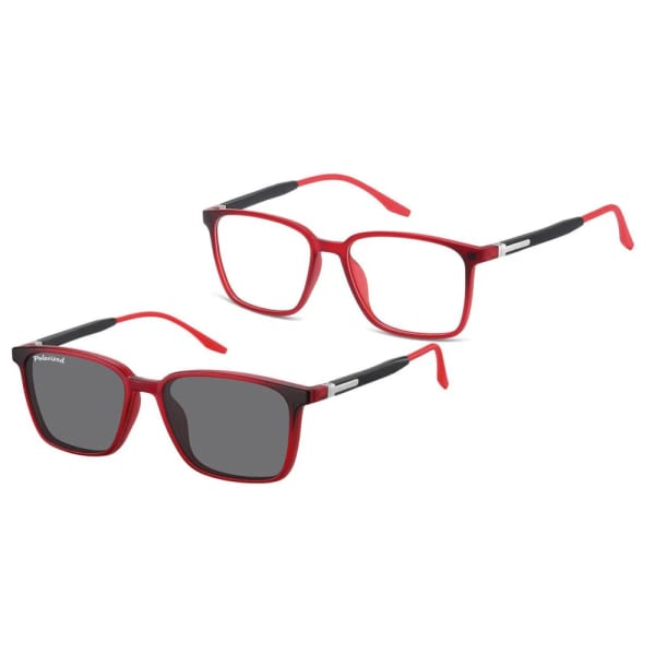 Prostokątne okulary pod korekcję z polaryzacyjną Nakładką przeciwsłoneczną na magnes CLIP-TRC-187C-1