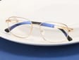 Metalowe okulary zerówki z filtrem Blue Light do komputera 25154 złote + akcesoria
