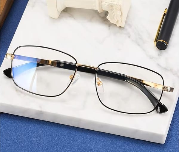 Metalowe okulary zerówki z filtrem Blue Light do komputera 25154B Czarne + akcesoria