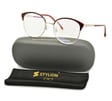 Damskie kocie okulary zerówki z antyrefleksem ST318 moc: 0.00 złoty/bordo