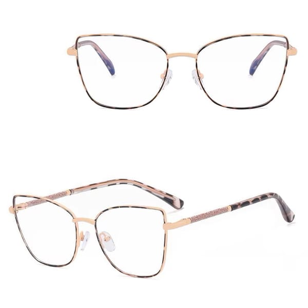 Damskie okulary Kocie Oczy zerówki do komputera BLUE LIGHT na teleskopach 25156E Panterka/Złoty