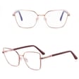 Damskie okulary Kocie  Oczy zerówki do komputera BLUE LIGHT z fleksami 25145B Różowe Złoto/Bordo