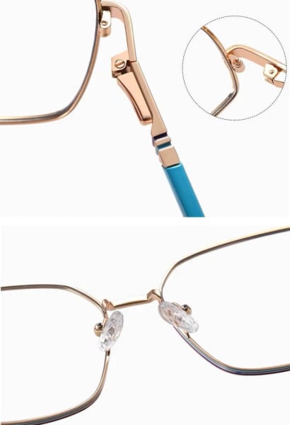 Damskie okulary Kocie Oczy zerówki do komputera BLUE LIGHT z fleksami 25145C Złoty/Beż