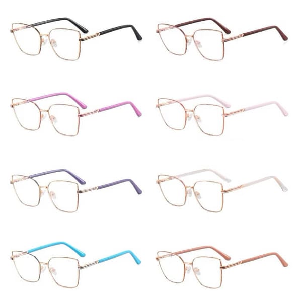 Damskie okulary Kocie Oczy zerówki do komputera BLUE LIGHT z fleksami 25145C Złoty/Beż