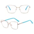 Damskie okulary Kocie  Oczy zerówki do komputera BLUE LIGHT z fleksami 25145E Złoty/Niebieski