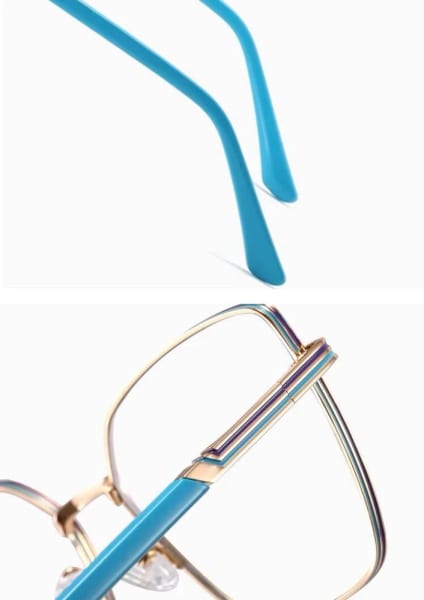 Damskie okulary Kocie  Oczy zerówki do komputera BLUE LIGHT z fleksami 25145G Złoty/Perłowy