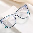 Damskie kwadratowe okulary zerówki do komputera BLUE LIGHT z flexami 25157C Transparentny Niebieski/Panterka