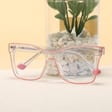 Damskie kwadratowe okulary zerówki do komputera BLUE LIGHT z flexami 25157C Transparentny Niebieski/Panterka