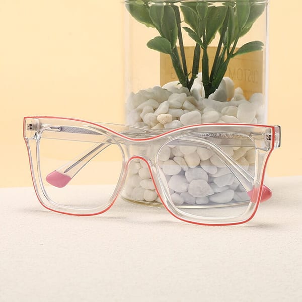 Damskie kwadratowe okulary zerówki do komputera BLUE LIGHT z flexami 25157C Transparentny Niebieski/Panterka