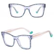 Damskie kwadratowe okulary zerówki do komputera BLUE LIGHT z flexami 25157C Transparentny Niebieski/Panterka