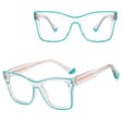 Damskie kwadratowe okulary zerówki do komputera BLUE LIGHT z flexami 25157F Transparentny/Zielony
