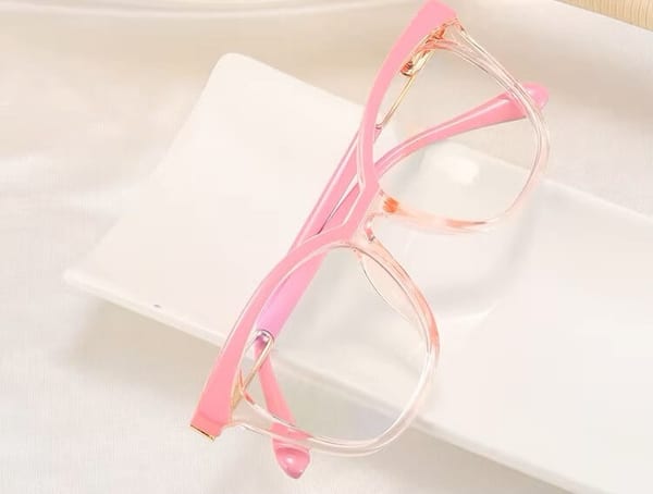 Damskie kocie oczy okulary zerówki do komputera BLUE LIGHT 25144F Różowy