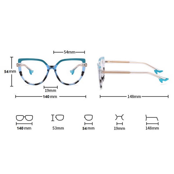 Damskie Okulary NA OBCASIE zerówki do komputera kocie BLUE LIGHT 25159 Czarne