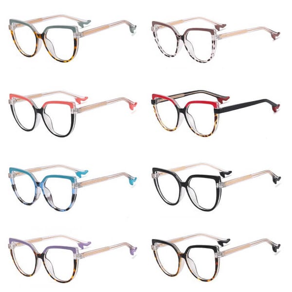 Damskie Okulary NA OBCASIE zerówki do komputera kocie BLUE LIGHT 25159 Czarne