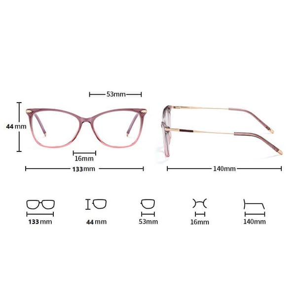 SLIM okulary damskie kocie oczy zerówki do komputera BLUE LIGHT 25151E
