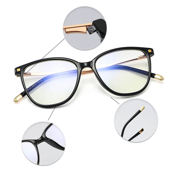 Okulary damskie kocie oczy zerówki do komputera BLUE LIGHT 25149C