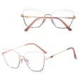 Damskie okulary półramki kocie zerówki do komputera BLUE LIGHT 25142A Złoty/Panterka