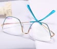 Damskie okulary półramki kocie zerówki do komputera BLUE LIGHT 25142D Złoty/Niebieski