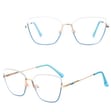 Damskie okulary półramki kocie zerówki do komputera BLUE LIGHT 25142D Złoty/Niebieski