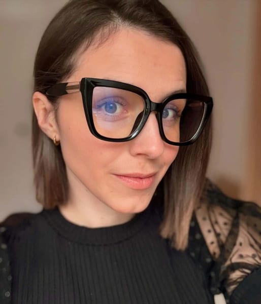 Damskie okulary kocie oczy zerówki do komputera BLUE LIGHT 25150 Czarne