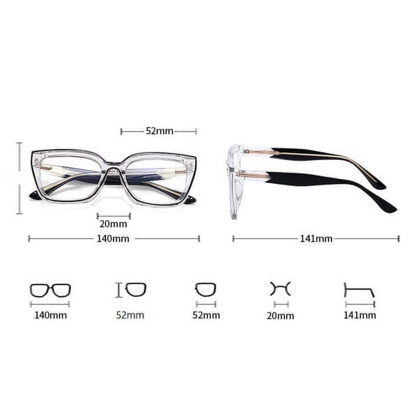 Damskie okulary kocie oczy zerówki do komputera BLUE LIGHT 25150A transparentny/czarny