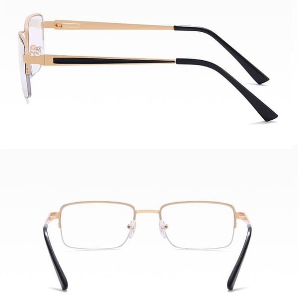 Metalowe półramkowe okulary zerówki z filtrem Blue Light do komputera 25147D złoty/czarny