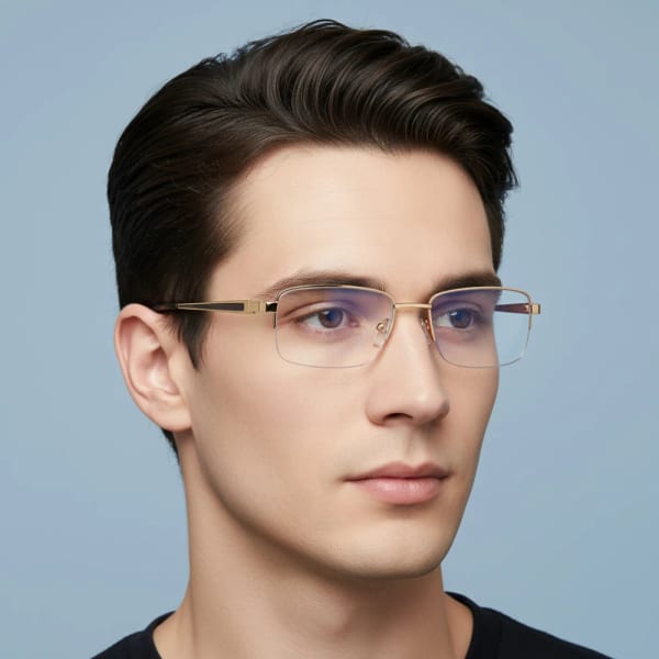 Metalowe półramkowe okulary zerówki z filtrem Blue Light do komputera 25147D złoty/czarny