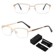 Metalowe półramkowe okulary zerówki z filtrem Blue Light do komputera 25147E złoty