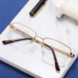 Metalowe półramkowe okulary zerówki z filtrem Blue Light do komputera 25147E złoty