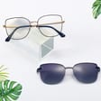 2w1 Okulary damskie do komputera + nakładka przeciwsłoneczna na magnes Clip-On 25162B panterka/złoty